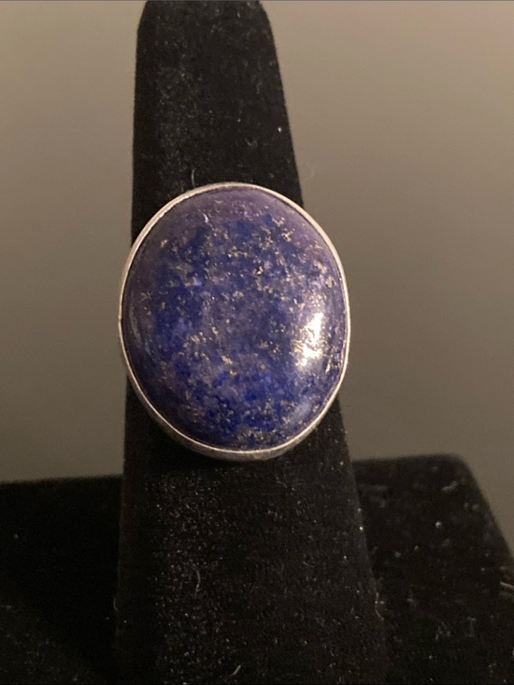 Oval Lapis Lazuli Statement Ring in Deep Blue size 7